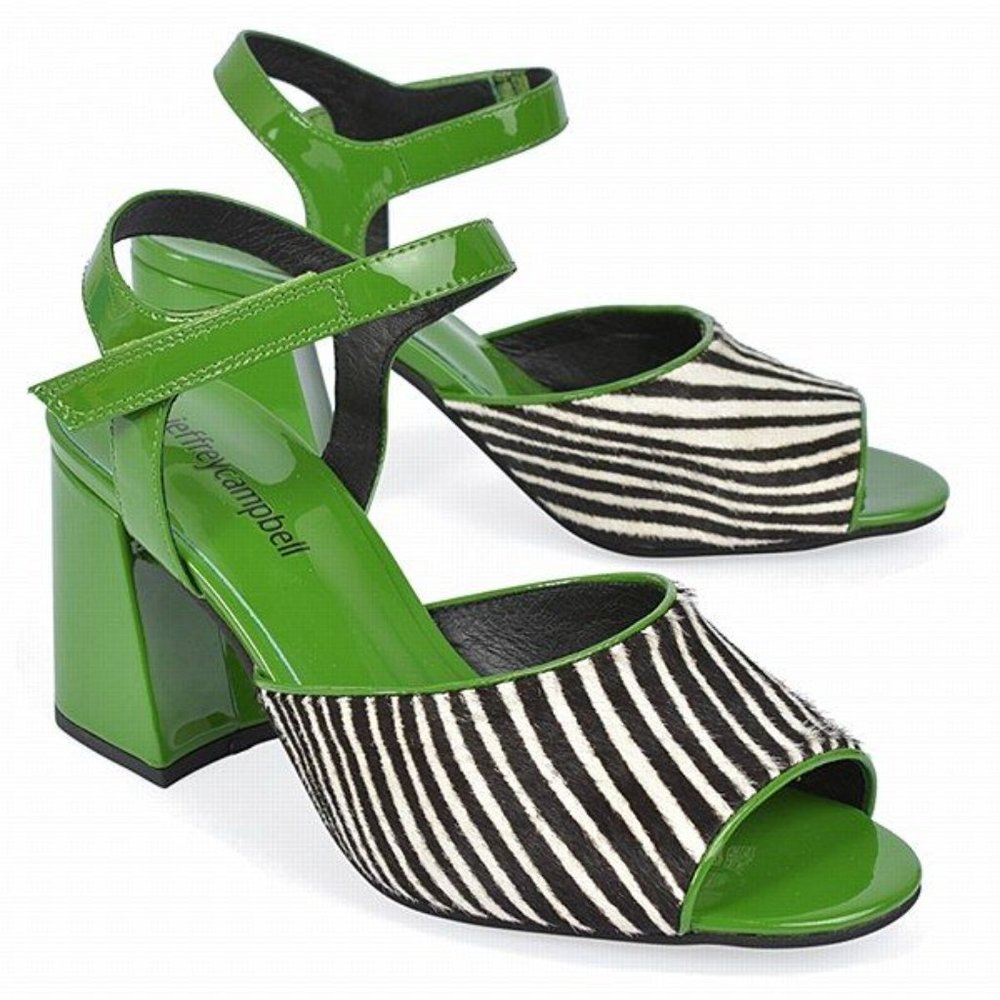 BRAND NEW- Jeffrey Campbell Zebra Shoe, green heel